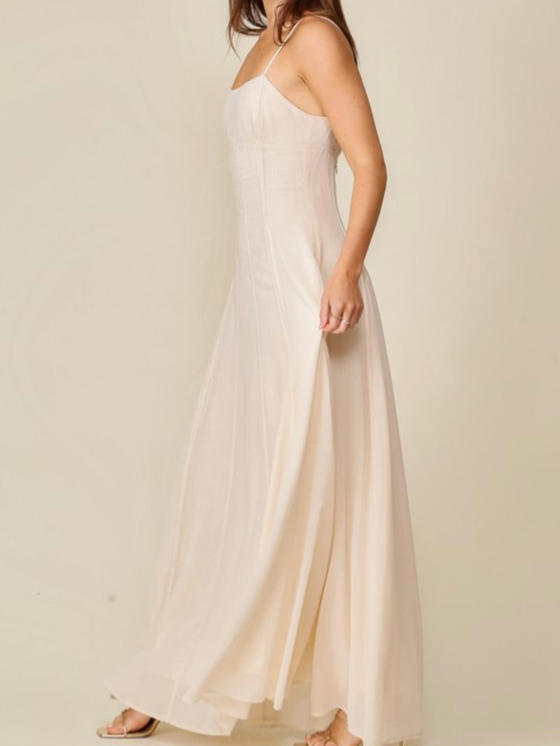 Cream Fitted MAxi Dress