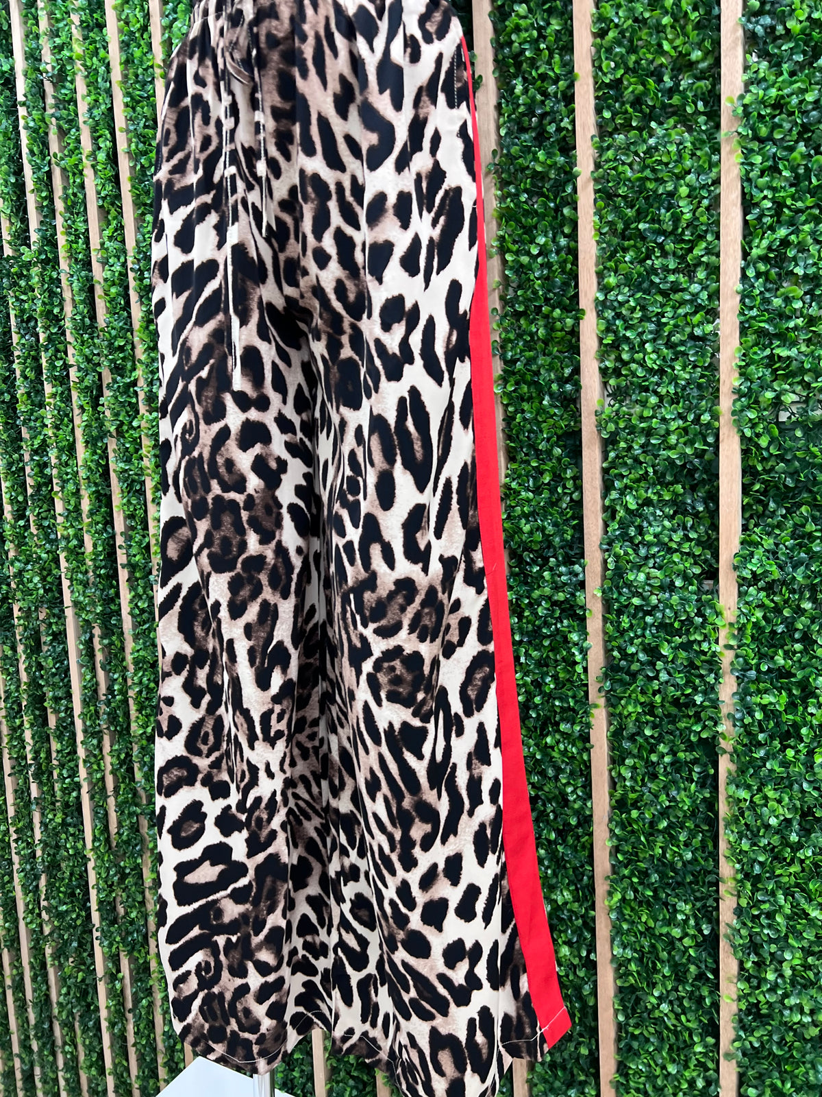 Red Side Stripe Leopard Pant