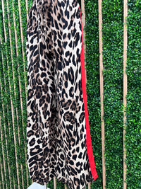 Red Side Stripe Leopard Pant