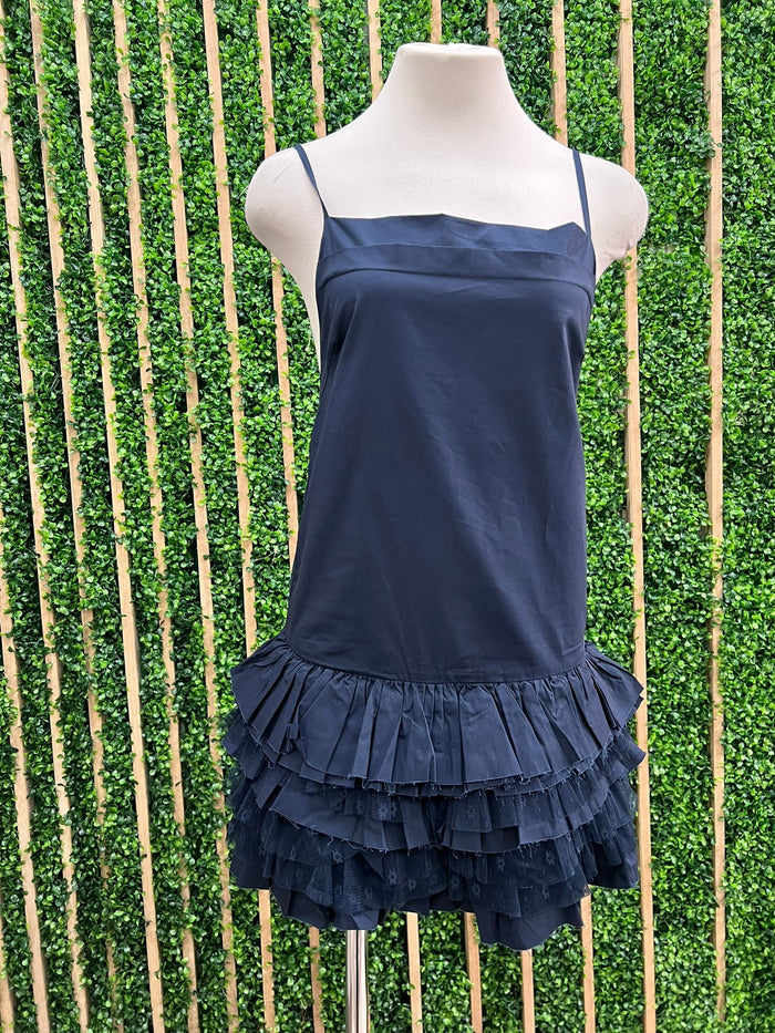 Ruffled Square Neck Short Dress