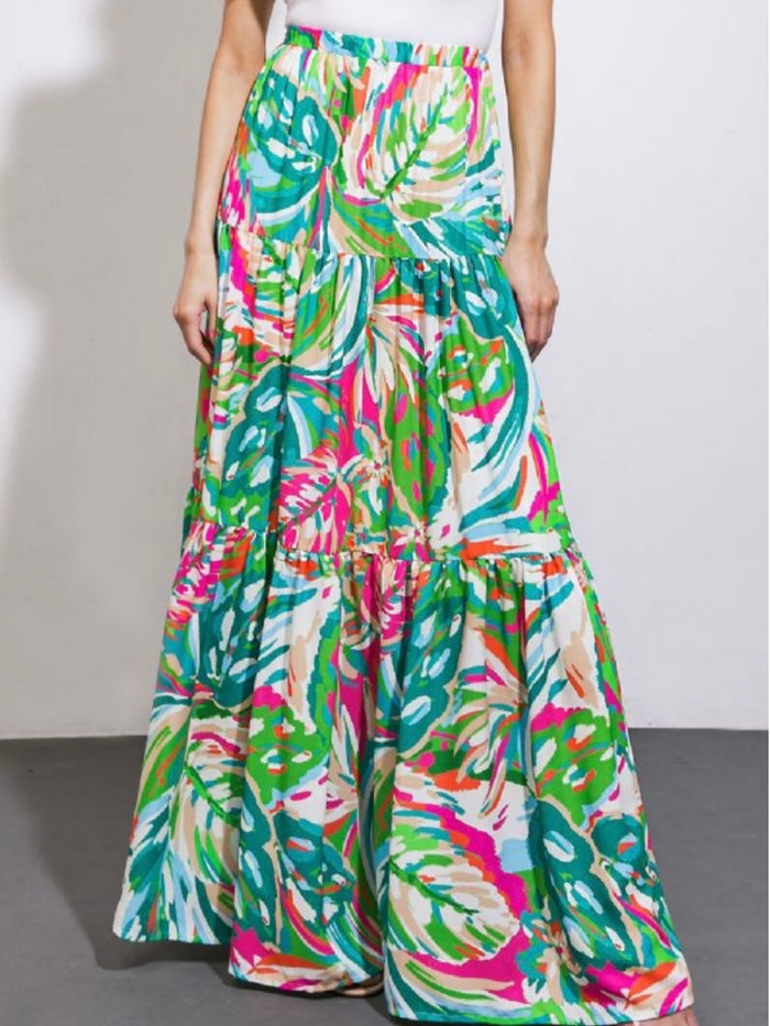 Green Pink Resort Maxi Skirt