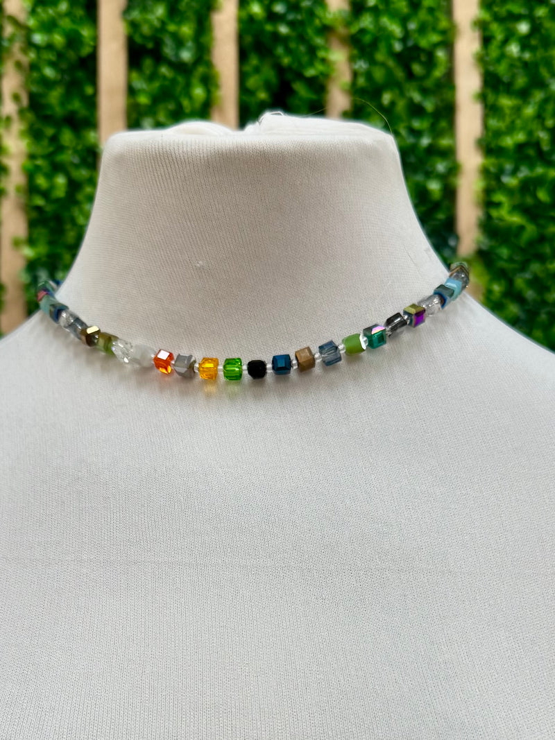JH Small Crystal Cube Bead Necklace
