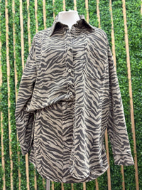 Sand Zebra Denim Short Skirt