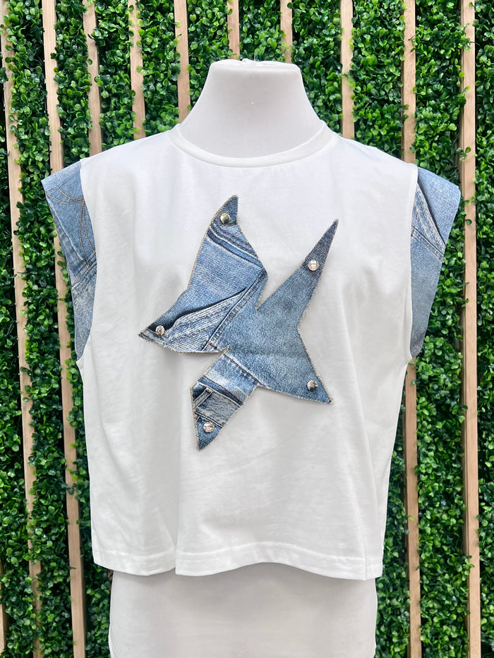 Denim Star Sleeveless Top