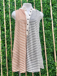 Stripe Print Button Closure Romper