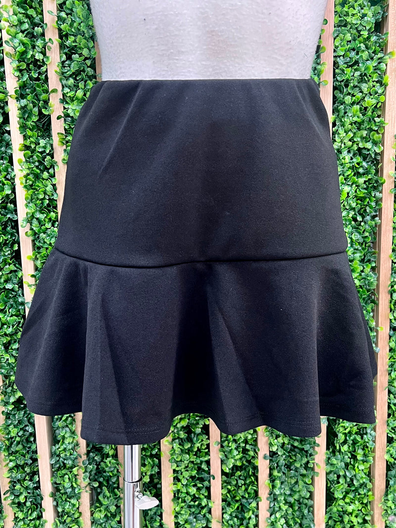 Elastic High Waisted Ruffle Knit Skort