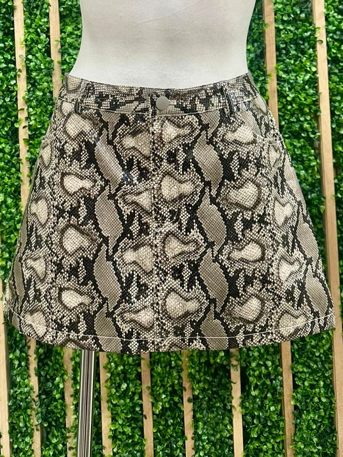 Taupe Black Snake Short Skirt