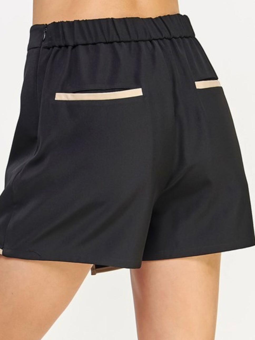 Faux Leather Piping Detail Skort