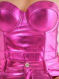 Metallic Finish Bustier Top