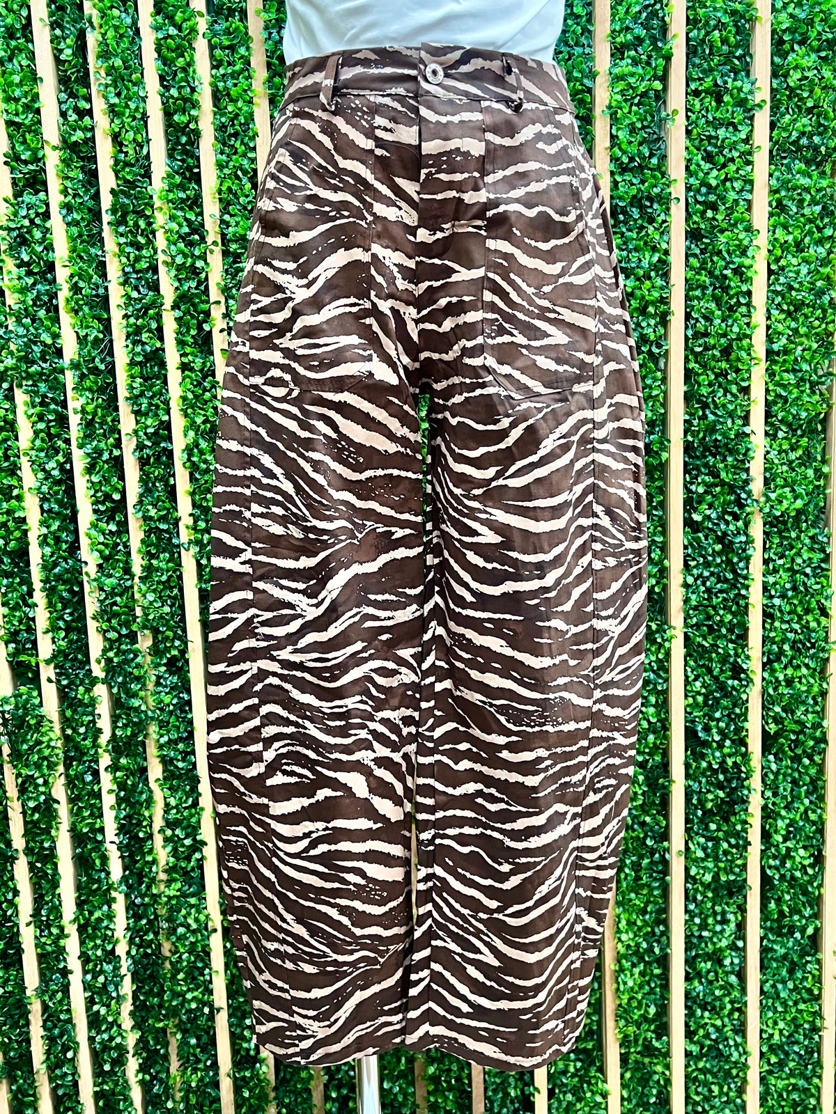 Statement Print Barrel Pants up