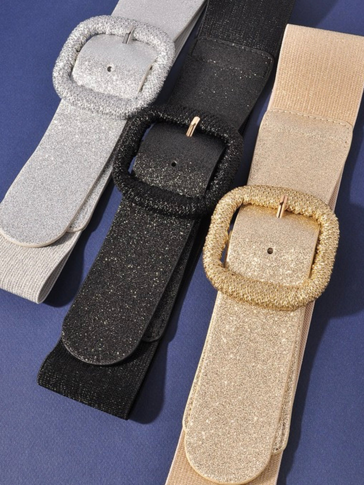 Decorative Buckle Sparkly Stretch Belt