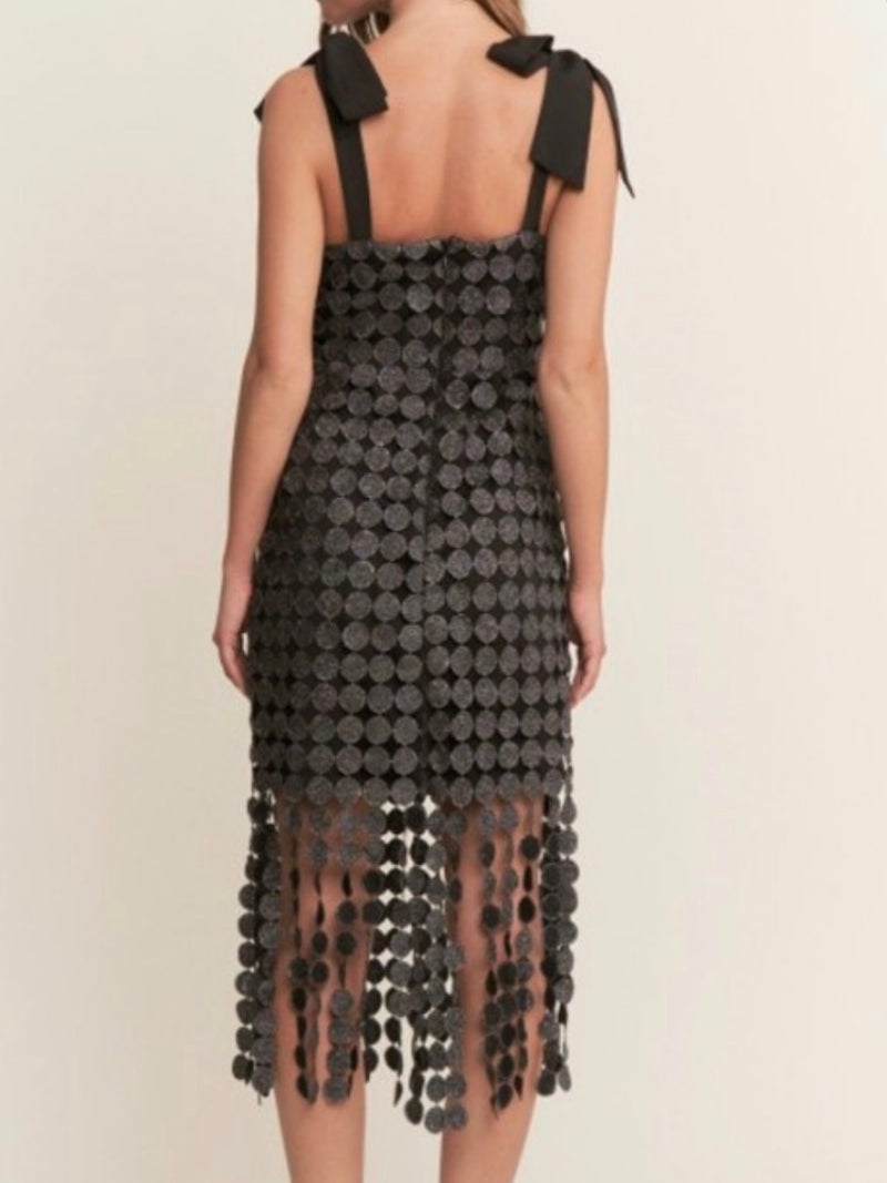 Beautiful Black Round Lace Midi Dress