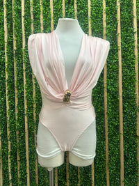 Brooch Detail V Neck Bodysuit