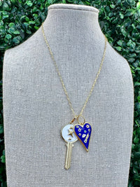 Heart Key Enamel Necklace