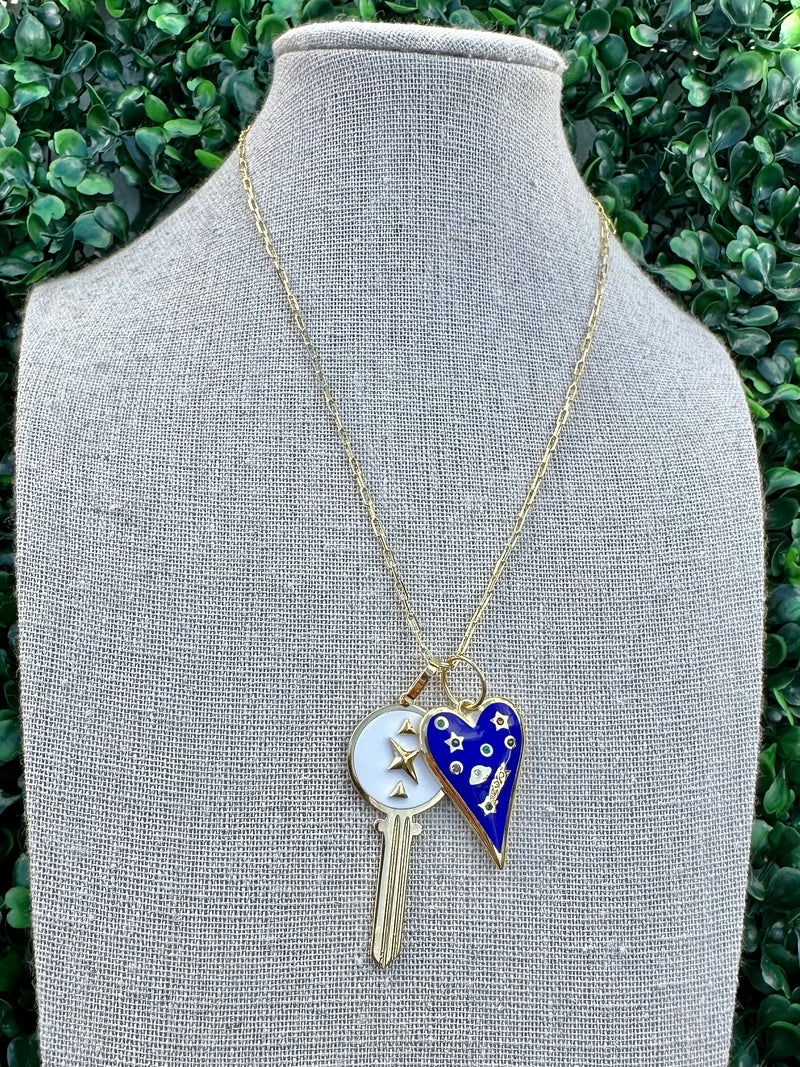 Heart Key Enamel Necklace