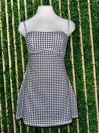 Black Gingham Sweetheart Dress