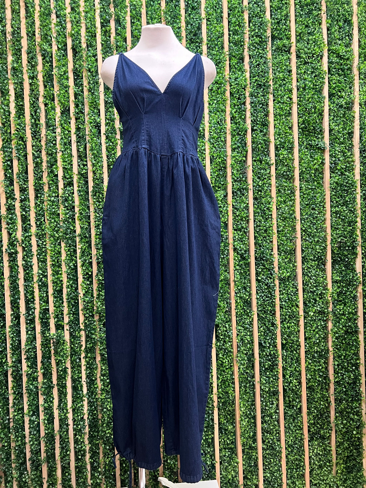 Dark Denim V Neck Jumpsuit