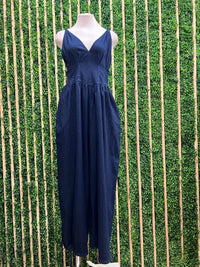Dark Denim V Neck Jumpsuit