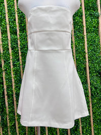 White Strapless Back Bow Detail Short Dress