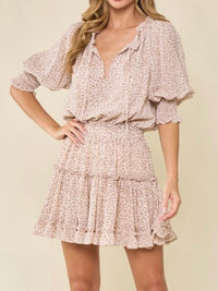 Neutral Leopard Tiered Short dress