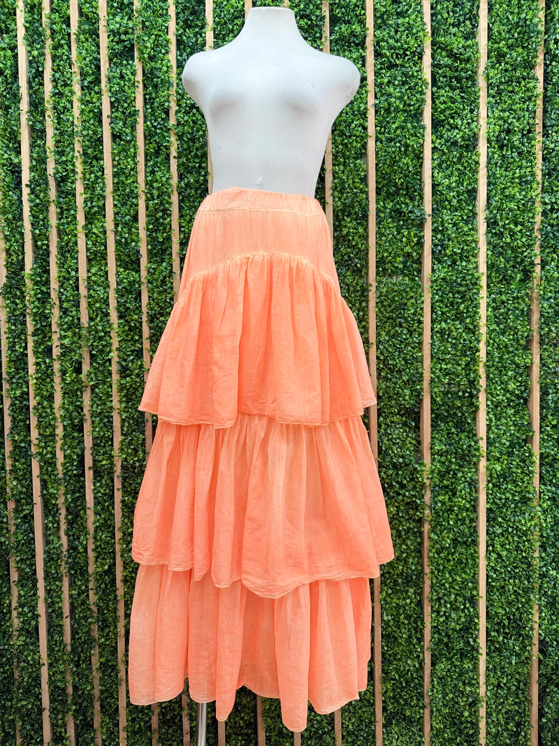 Fluorescent Tiered Maxi Skirt