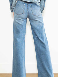 Rhinestone Studded Wide Leg Denim