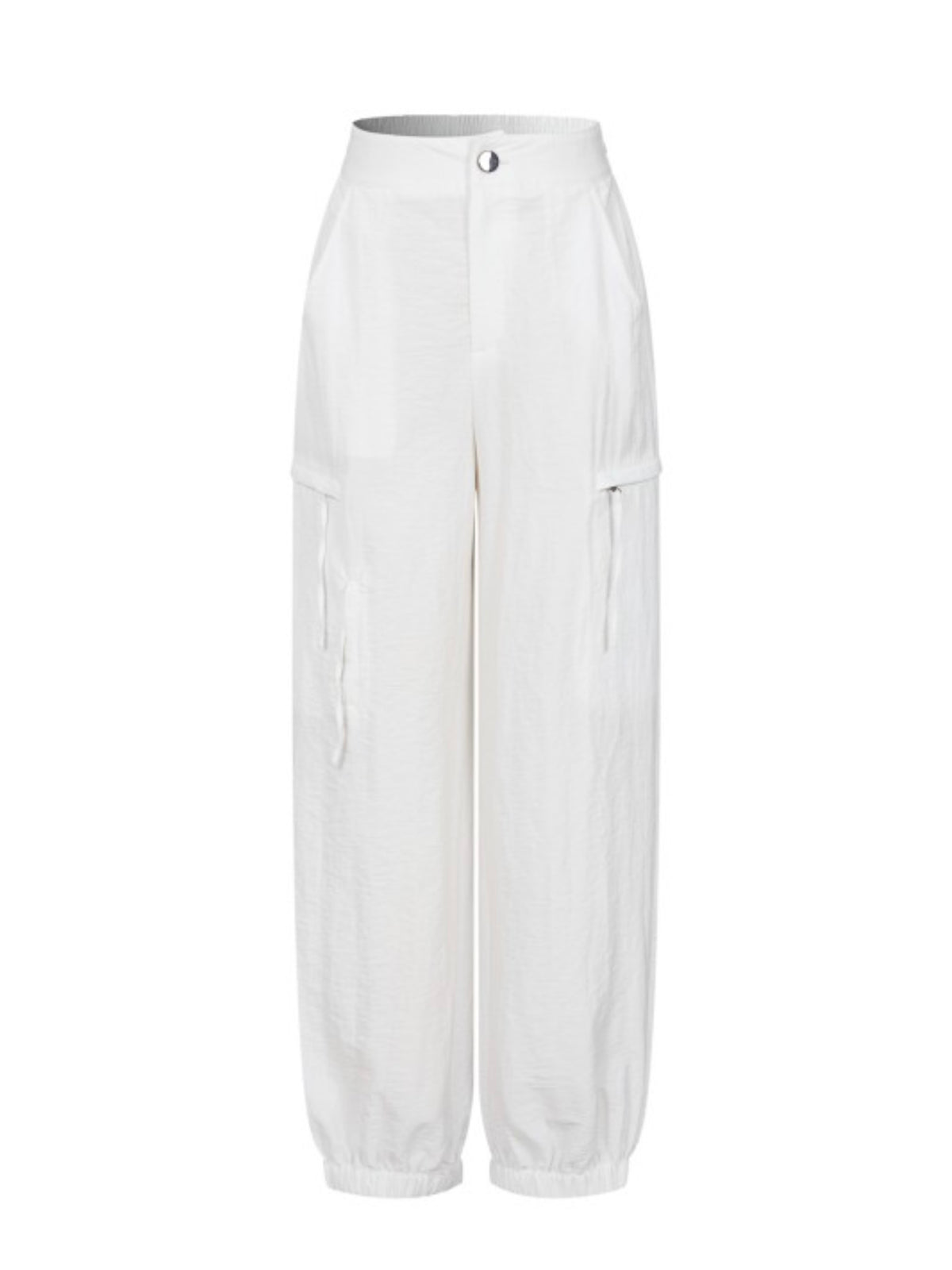 White Coastal Escape Cargo Jogger Pants