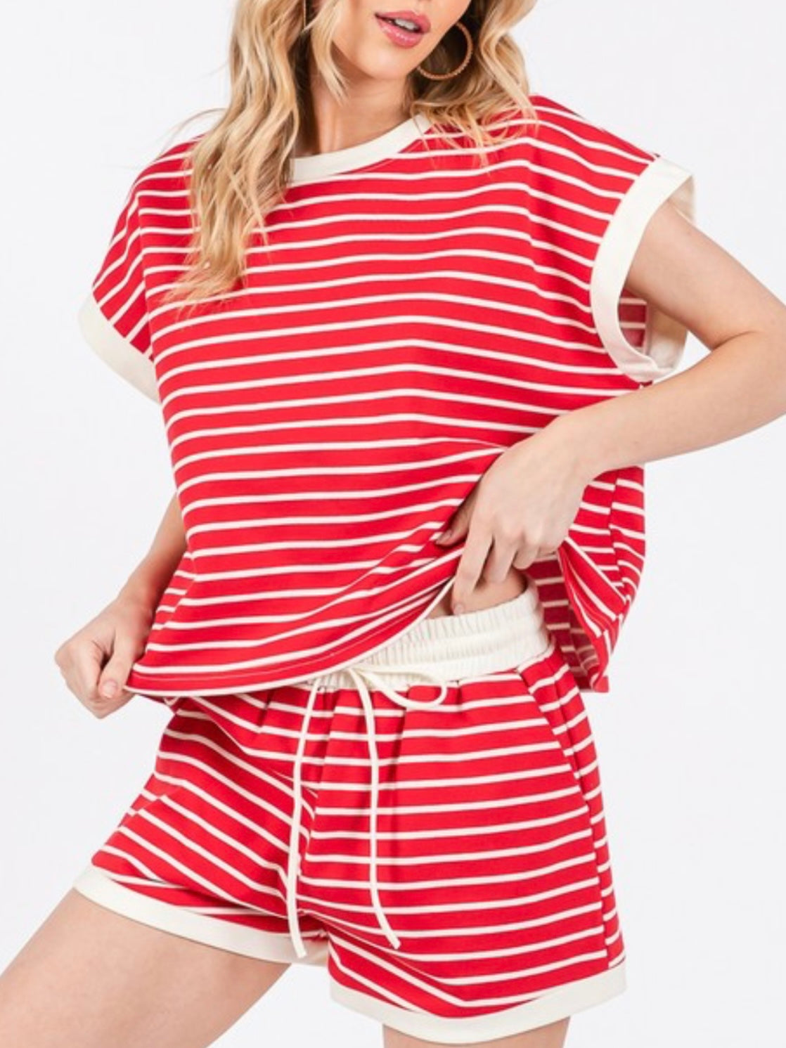 Striped Terry Short Pant Set