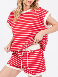 Striped Terry Short Pant Set