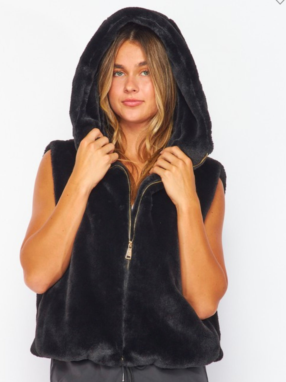 Faux Fur Hooded Vest