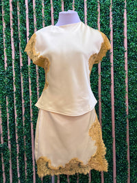 Butter Yellow Lace Trim Mini Skirt – Feminine Statement Skirt