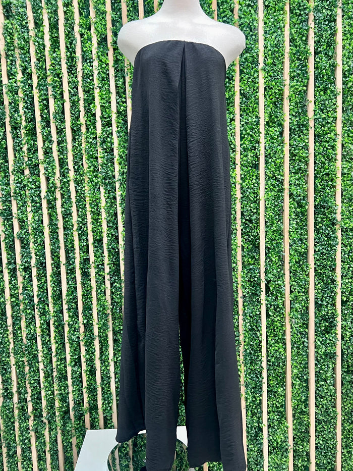 Black Strapless Flowy Jumpsuit