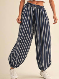 Navy Coastal Breeze Stripe Balloon Pants