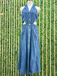 Denim Cutout Midi Dress