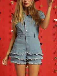 Beautiful Ruffled Denim Romper