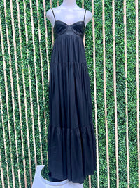 Beautiful  Pleather Bustier Top Maxi Dress