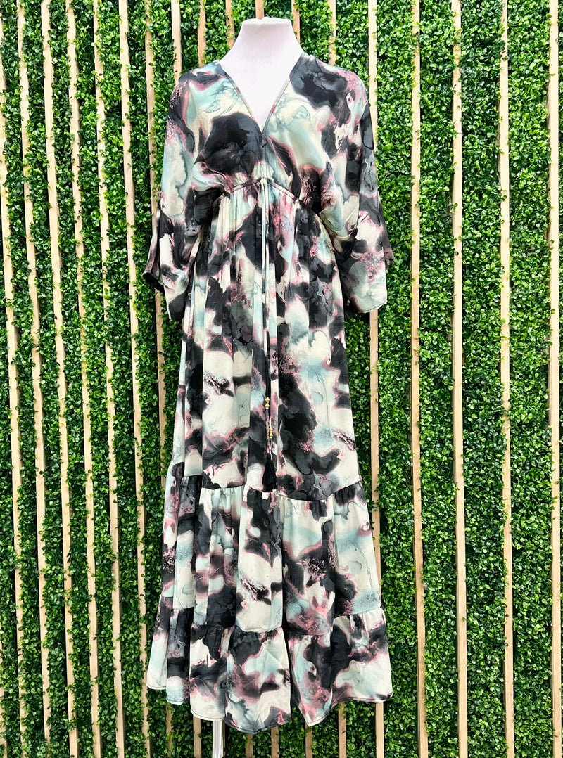 Multi Print One Size Kimono Maxi