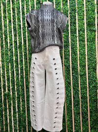 Metallic Black Cable Knit Mock Neck Sweater Vest