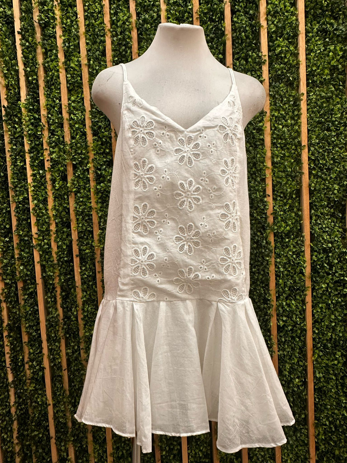White Floral Eyelet Short Dress