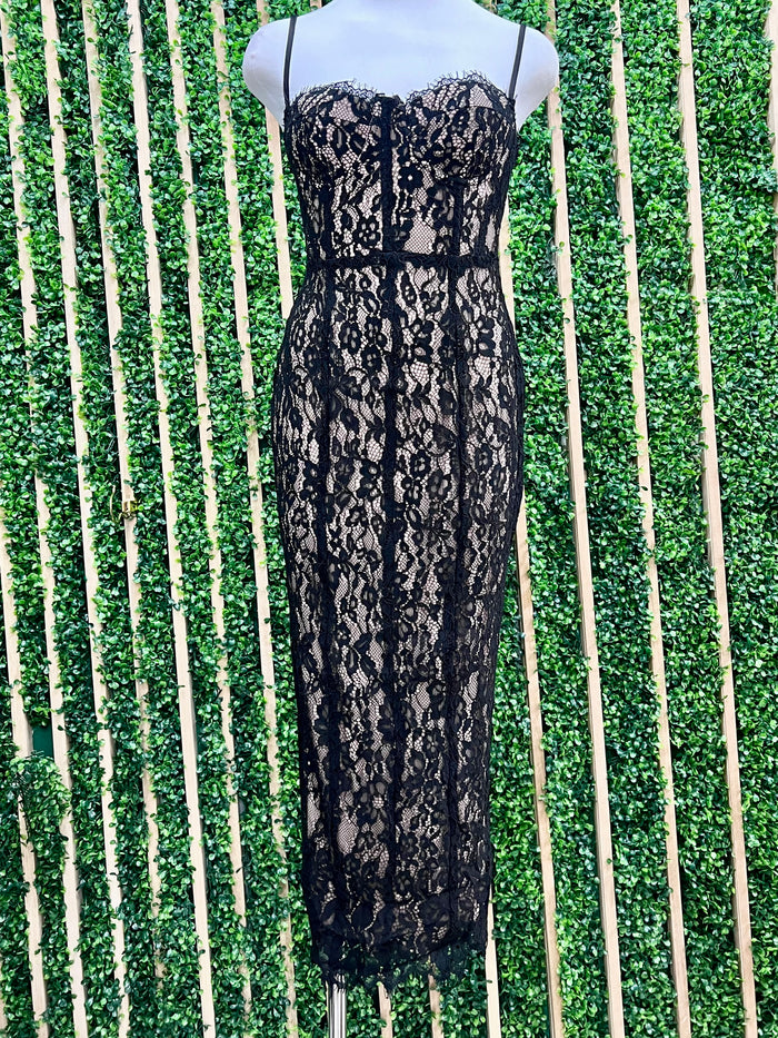 Beautiful Black Lace Corset Midi dress