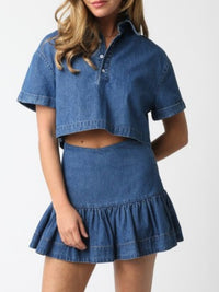 Fitted Dropwaist Denim Skirt