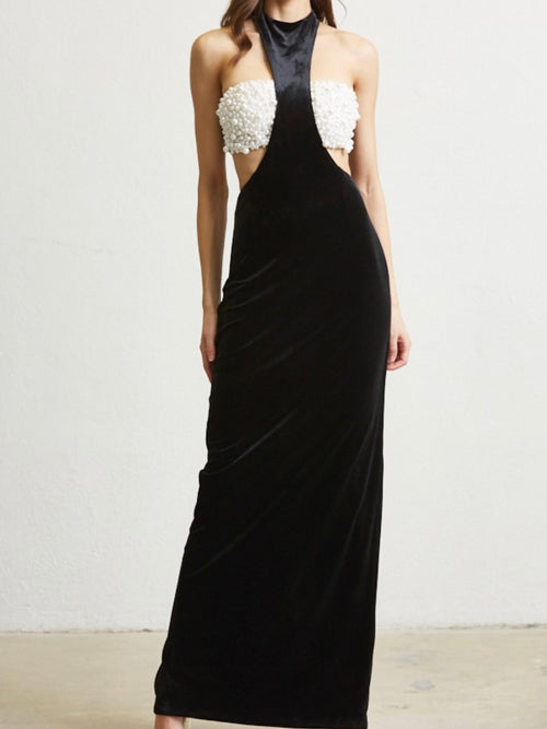Exquisite Pearl Cutout Night Dress
