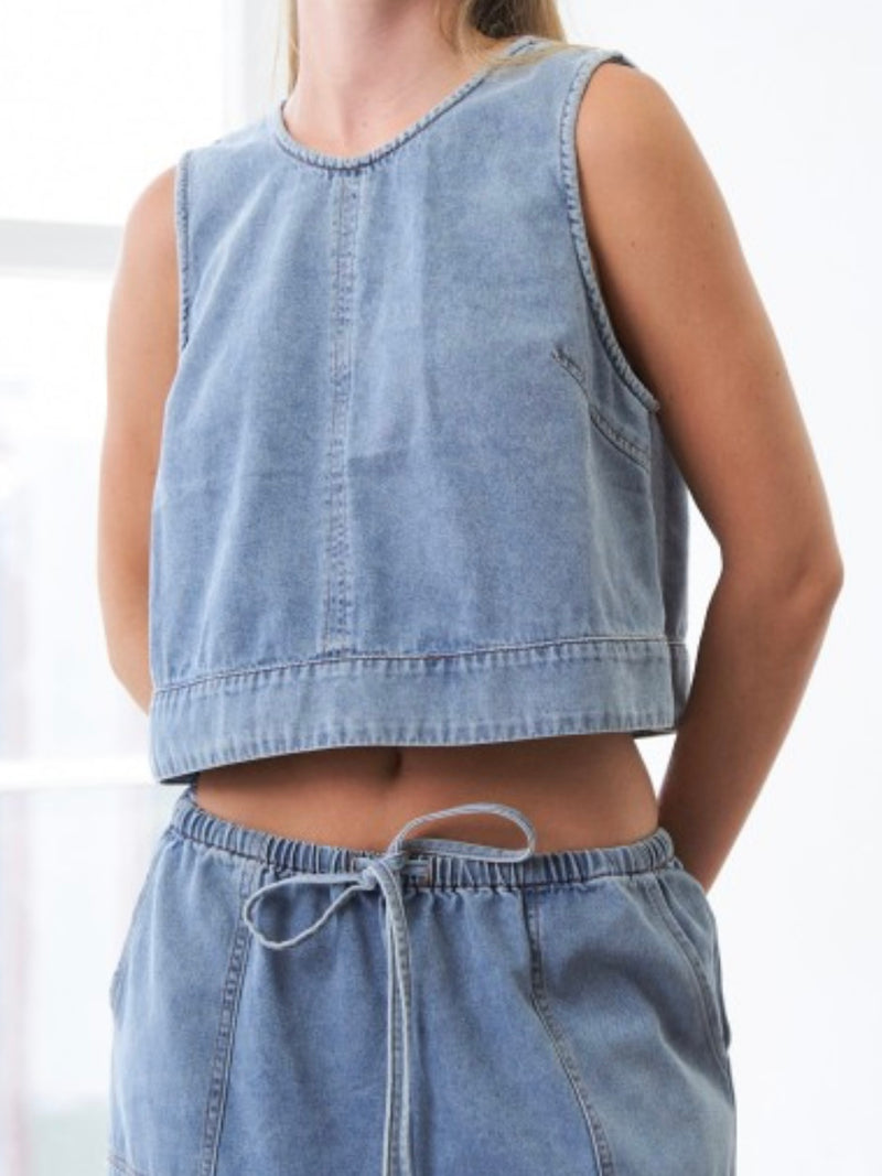 Light Blue Stitch Detail Top