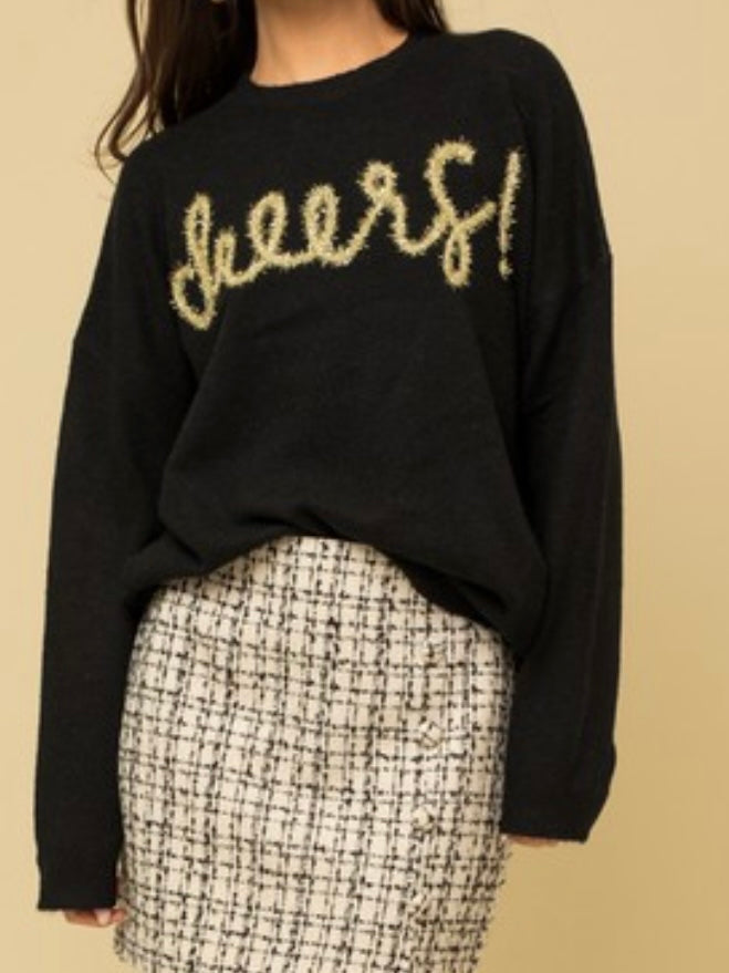 Black Cheers Pullover Sweater