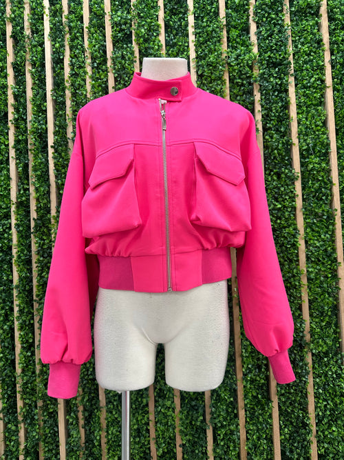 Delicate Hot Pink Crop Jacket Top