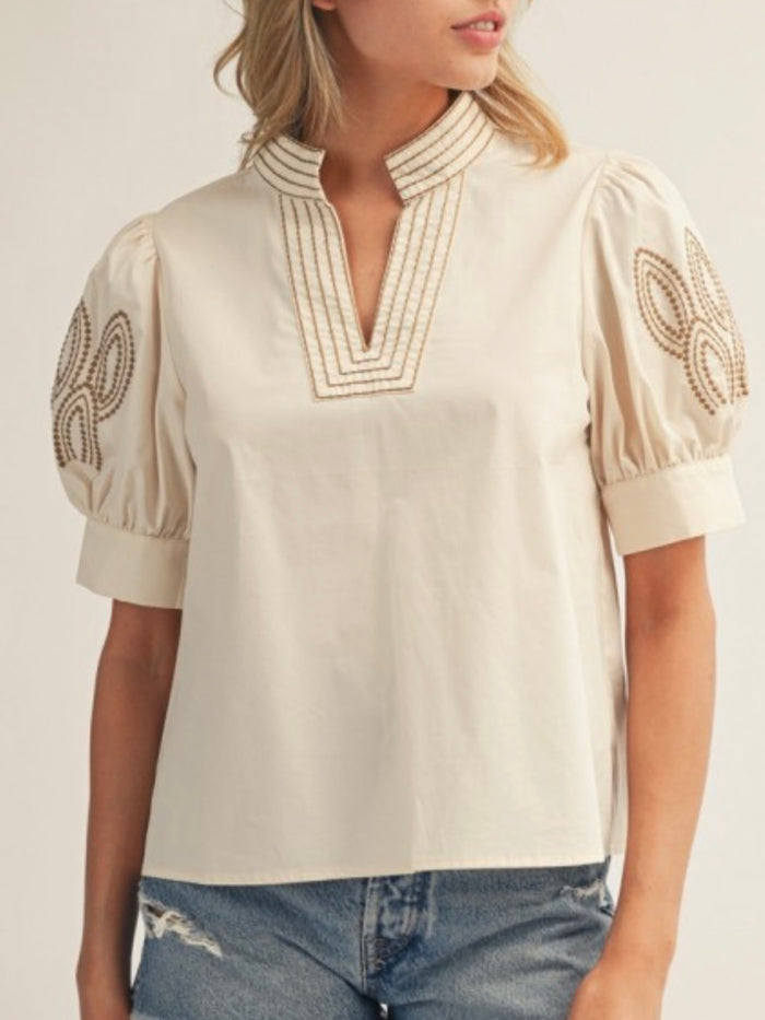 Beautiful Embroidered Sleeve Blouse