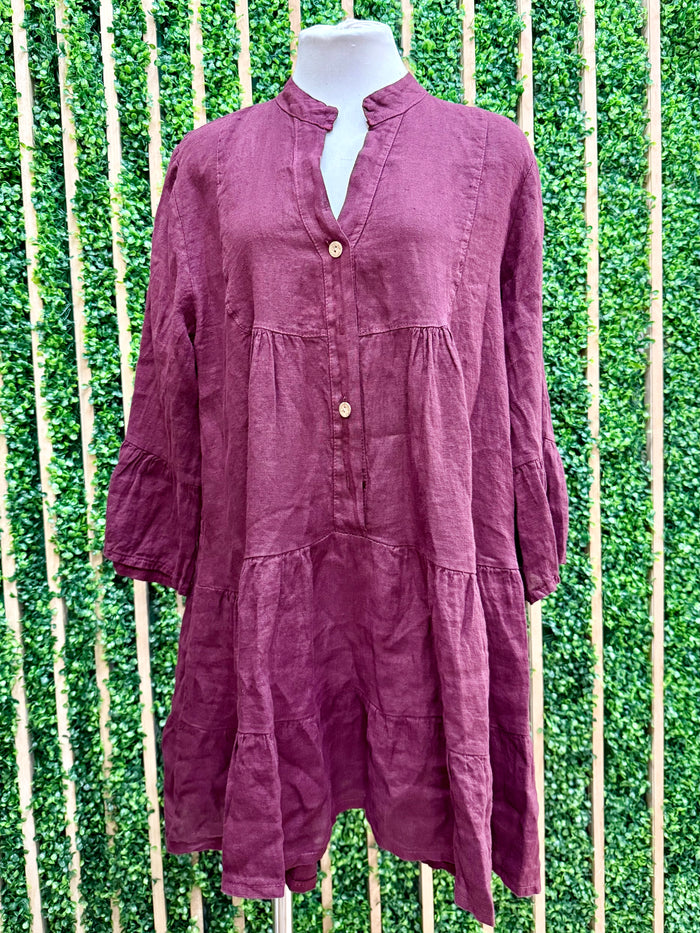 Tiered Button-Front Dress