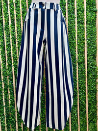 Vertical Stripe Barrel Pants