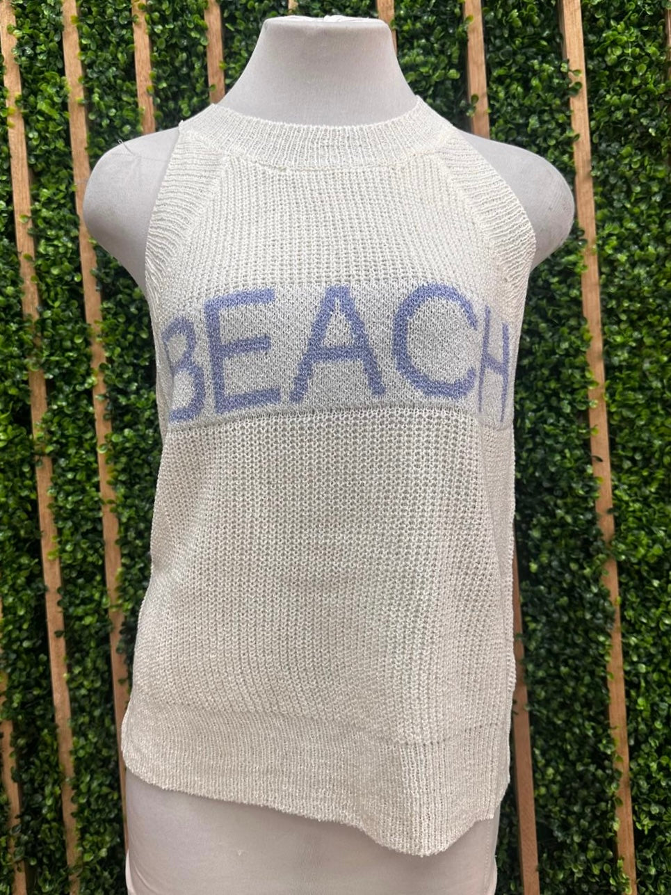 Ivory Beach High Neck Knit Top