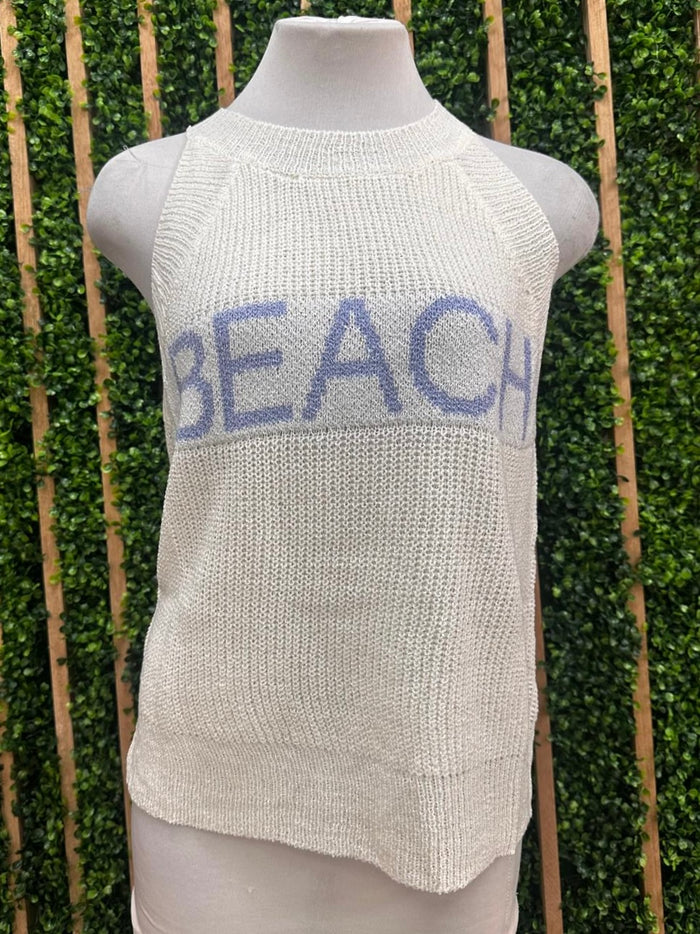 Ivory Beach High Neck Knit Top
